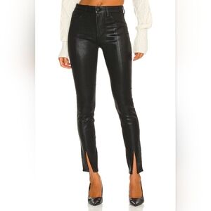 L'AGENCE Jyothi High Rise Split Ankle Jeans in Noir Coated Size 26
